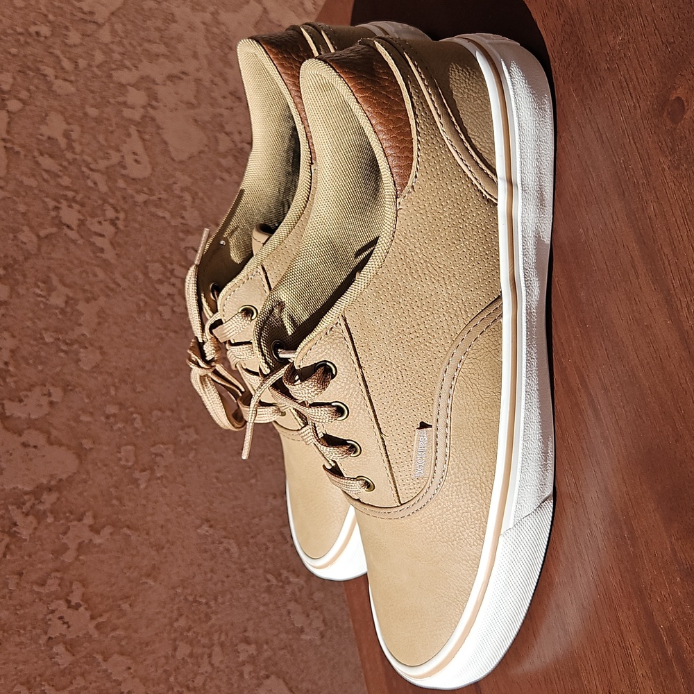 Dockers Tan Faux Leather Lace-up Sneakers Tennis Shoes 8.5 - Picture 4 of 10